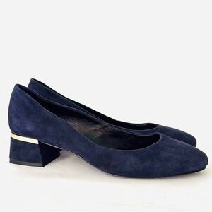Lafayette 148 New York Navy Suede Flats